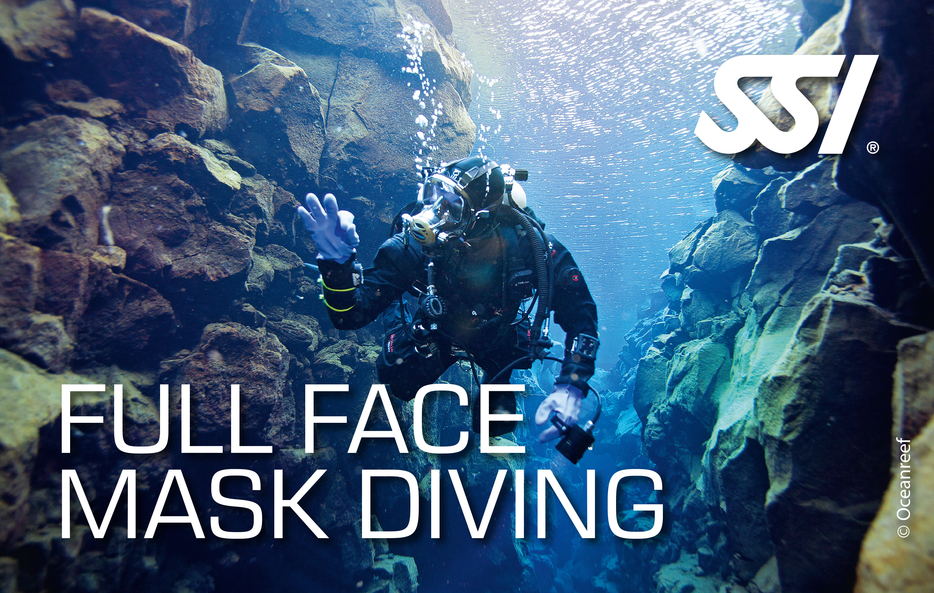 Image of full face mask diving certification card